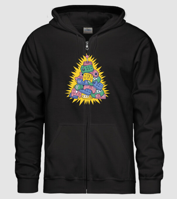 Gamer controller christmas tree model negru pe tricou