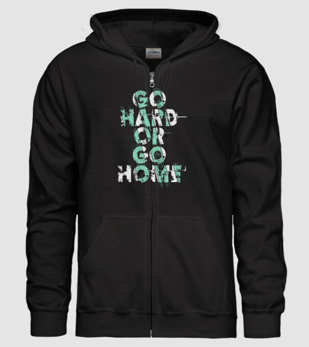 Go Hard or Go Home model negru pe tricou