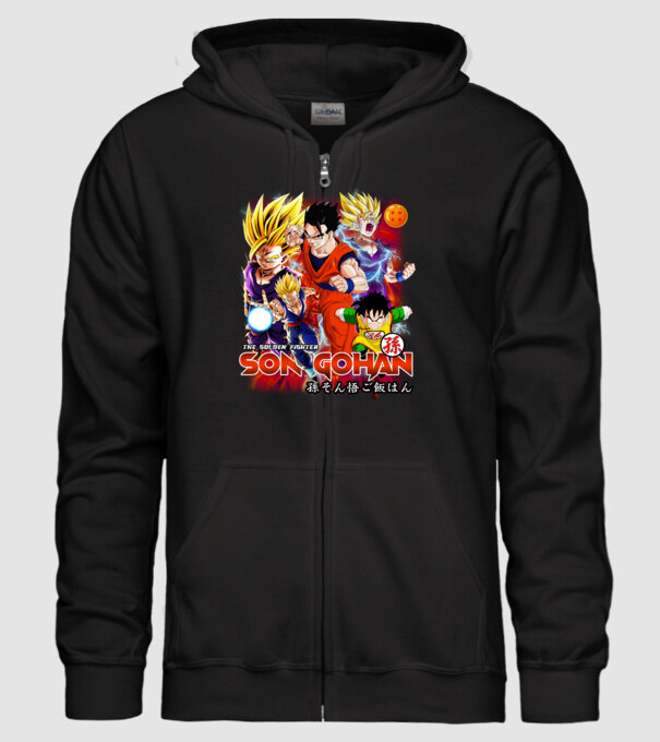 gohan dragonball model negru pe tricou