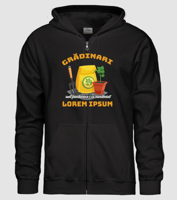 Grădinari model negru pe tricou