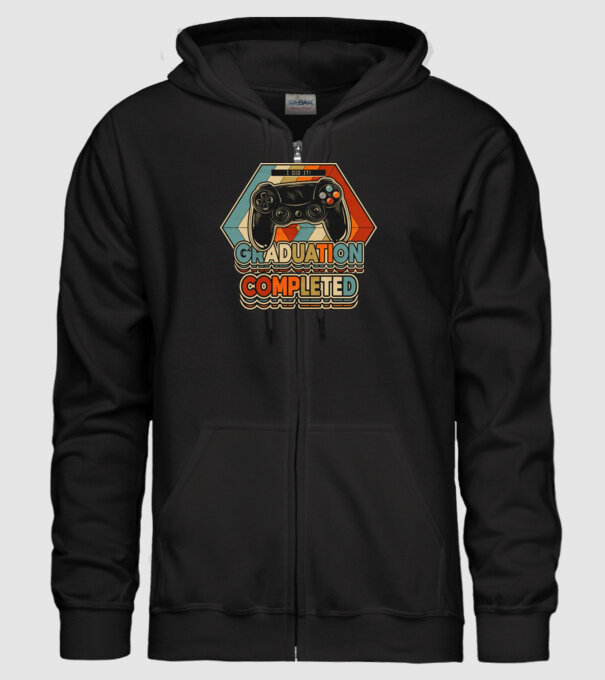 Graduatuion completed retro model negru pe tricou