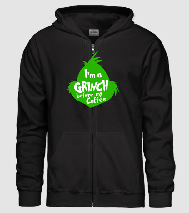 Grinch before coffee model negru pe tricou