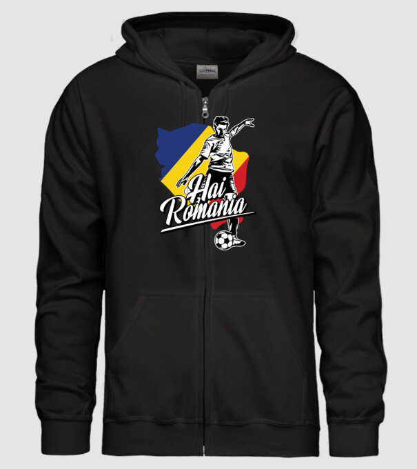 Hai romania fotbal model negru pe tricou