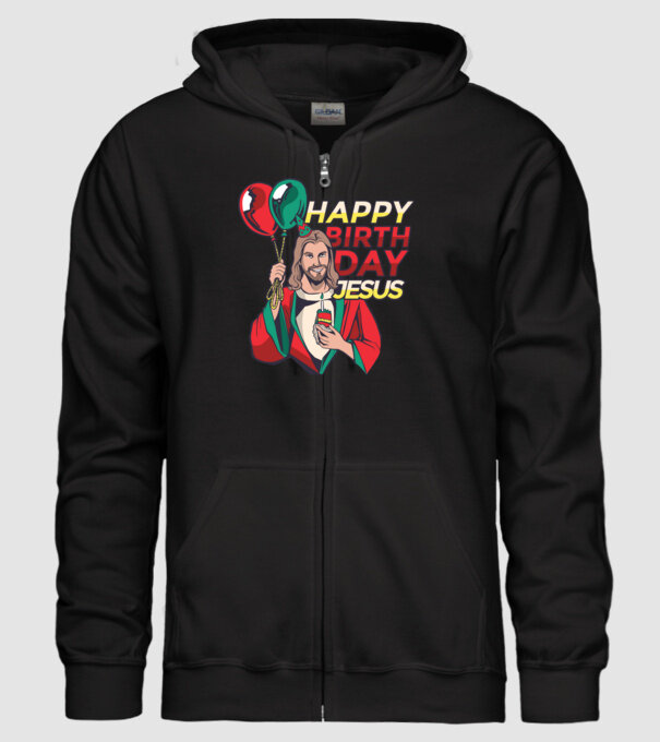 Happy Birtday Jesus! model negru pe tricou