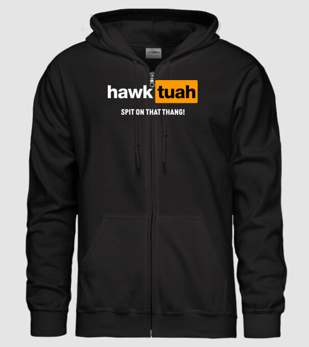 hawk tuah pornhub mix model negru pe tricou