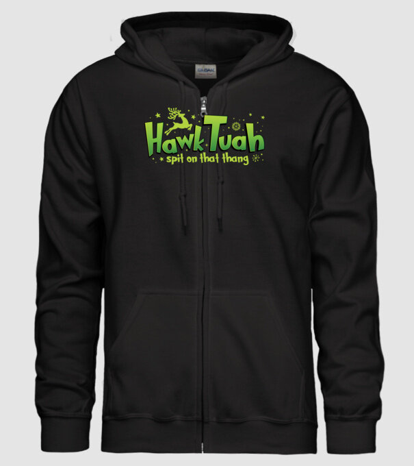 Hawk tuah xmas model negru pe tricou
