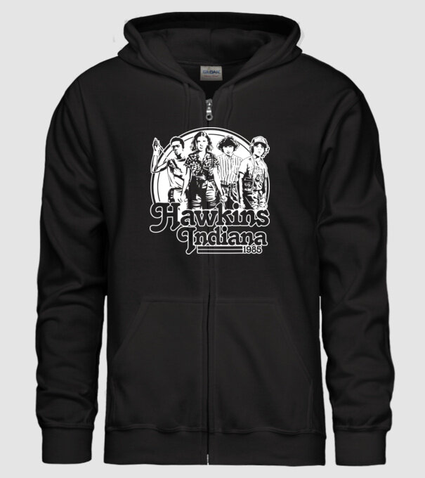 hawkins indiana stranger things2 model negru pe tricou