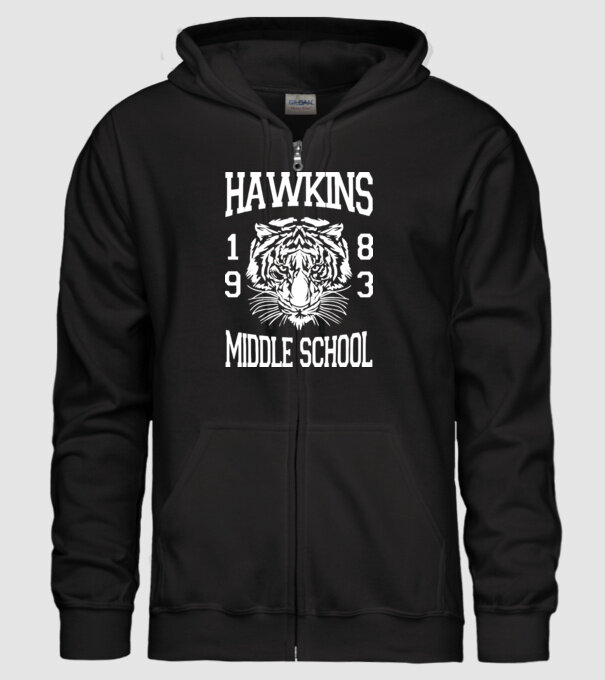 hawkins middle school 83 white model negru pe tricou