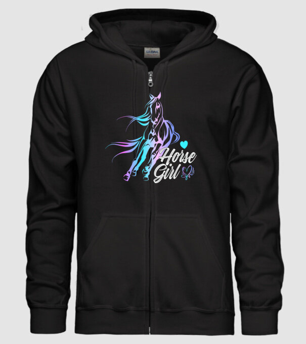 Horse girl 2 model negru pe tricou