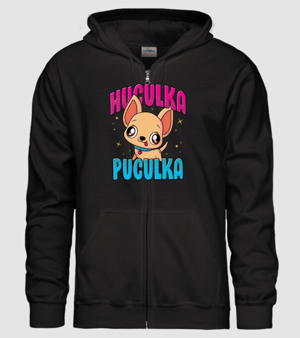 Huculka Puculka chivava model negru pe tricou