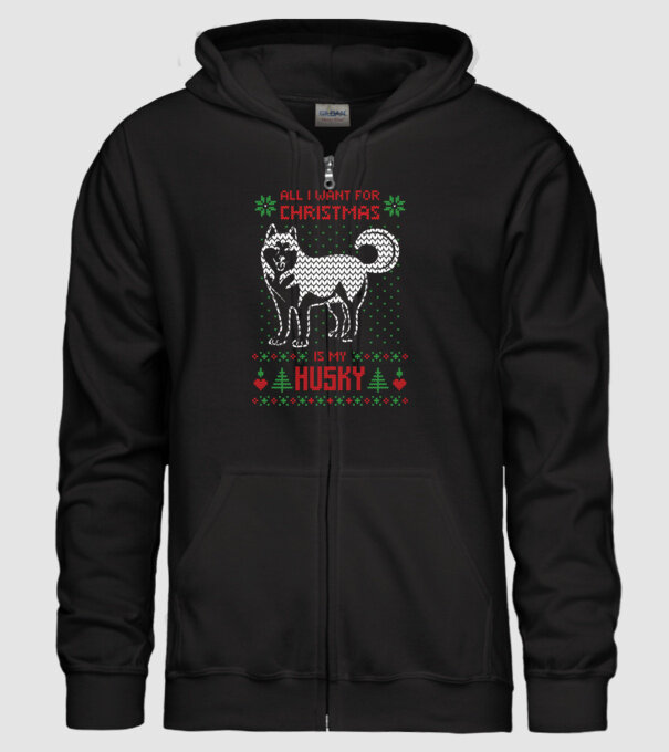 Husky model negru pe tricou