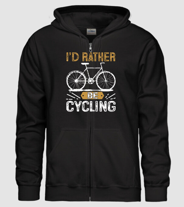 I'd rather be cycling model negru pe tricou