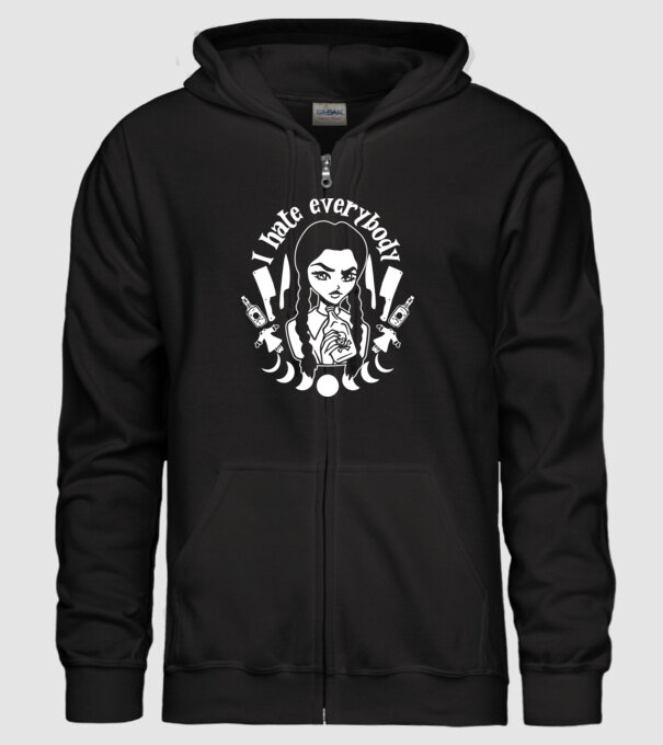 I hate everybody cartoon model negru pe tricou
