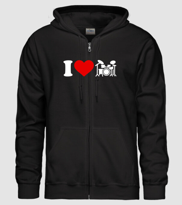 I love drum model negru pe tricou