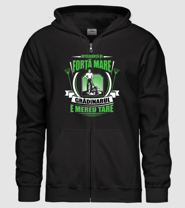 Inteligență și forță mare, grădinarul e mereu tare model negru pe tricou
