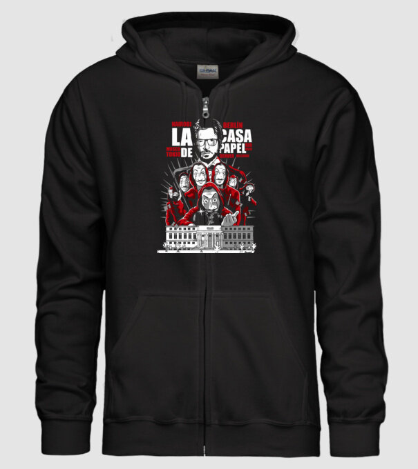 la casa de papel family model negru pe tricou