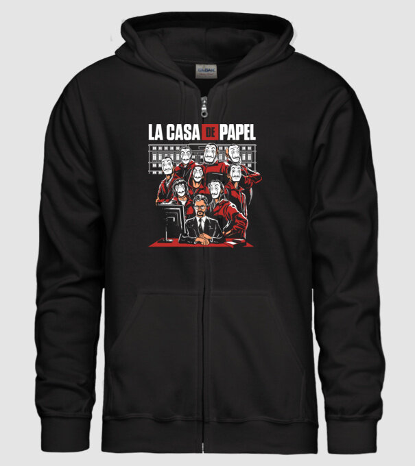 La casa de papel grupo model negru pe tricou