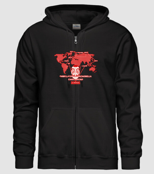 la casa de papel map model negru pe tricou