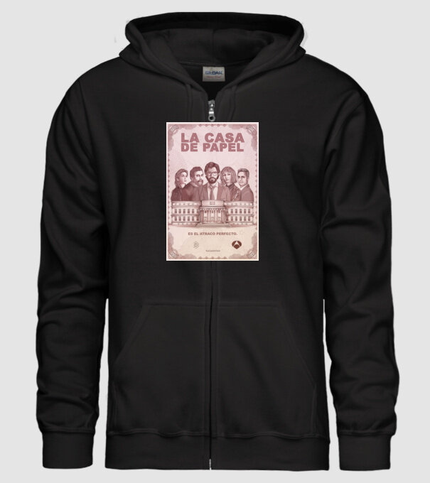 la casa de papel poster model negru pe tricou