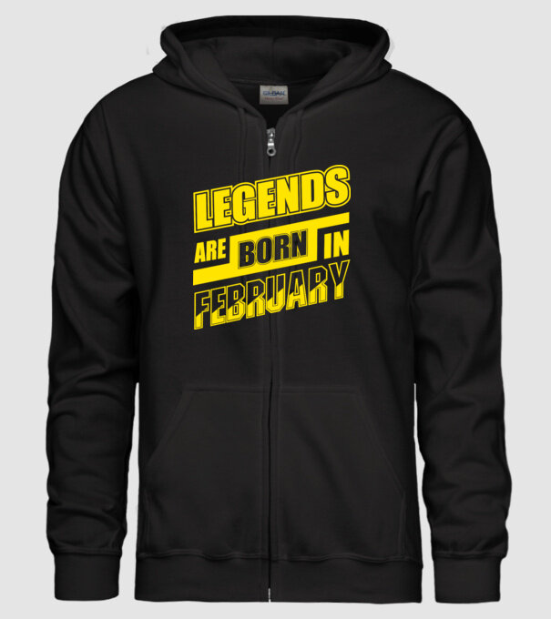 Legends are born in February model negru pe tricou