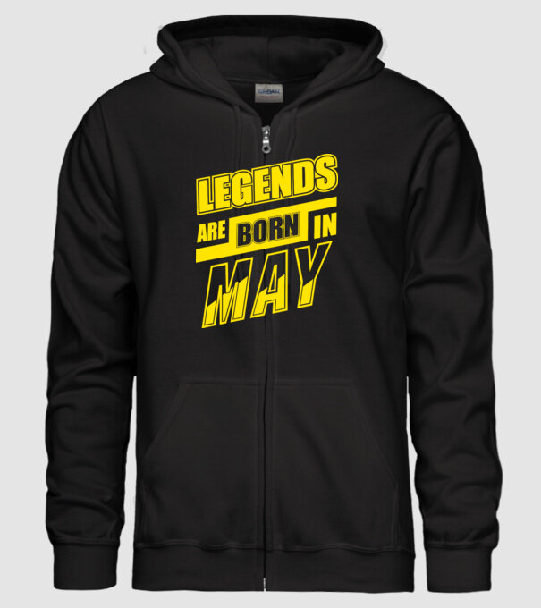 Legends are born in May model negru pe tricou