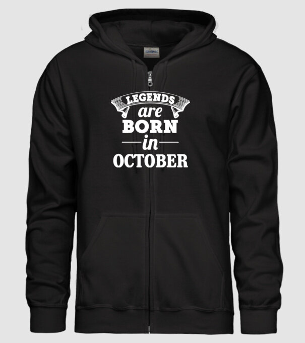 Legends are born in - October model negru pe tricou