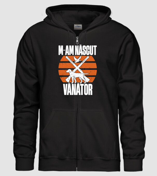 M-am născut vânător model negru pe tricou