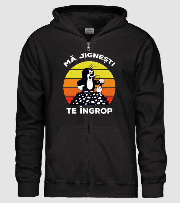 mă jignești, te îngrop model negru pe tricou