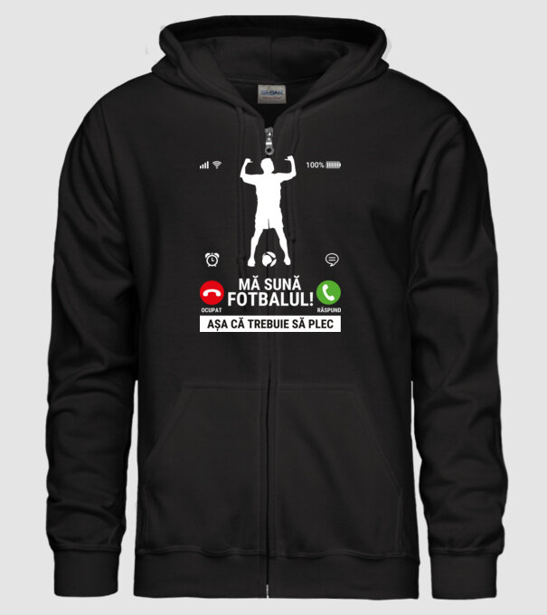 Mă sună fotbalul model negru pe tricou