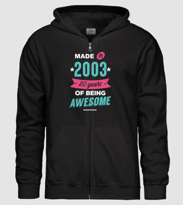 Made in 2003 model negru pe tricou