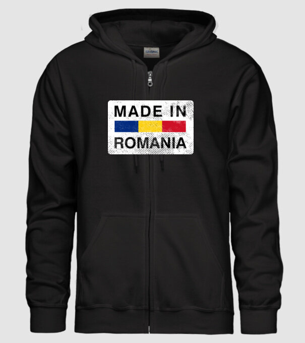 made in romania model negru pe tricou