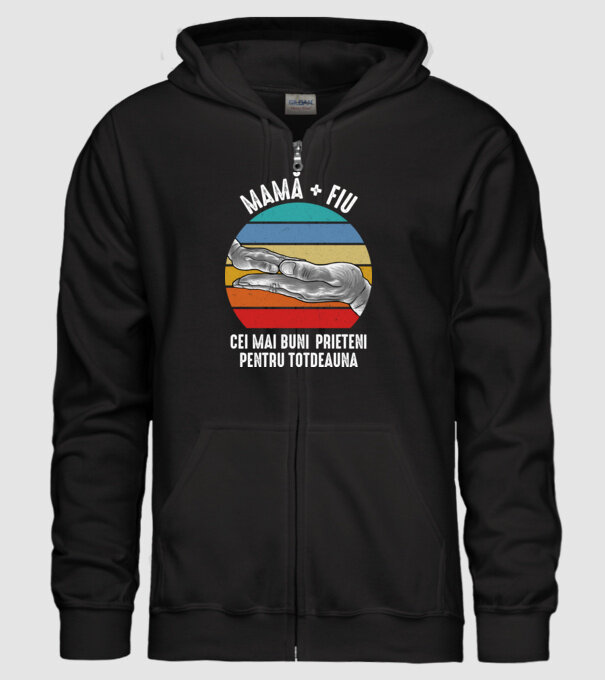 Mamă + fiu - Cei mai buni prieteni pentru totdeauna model negru pe tricou