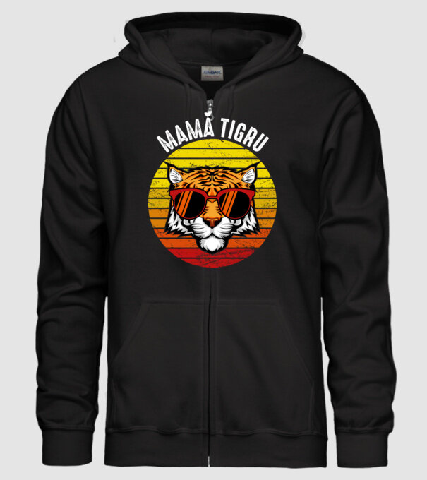 mamă tigru model negru pe tricou