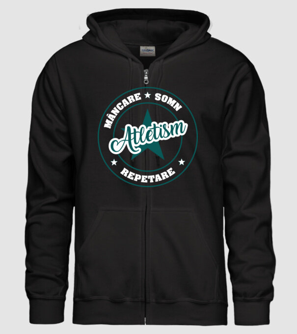 mâncare somn repetare ATLETISM model negru pe tricou