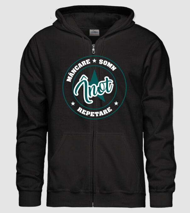 mâncare somn repetare ÎNOT model negru pe tricou