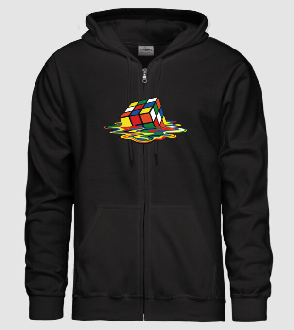 Melting Rubik model negru pe tricou