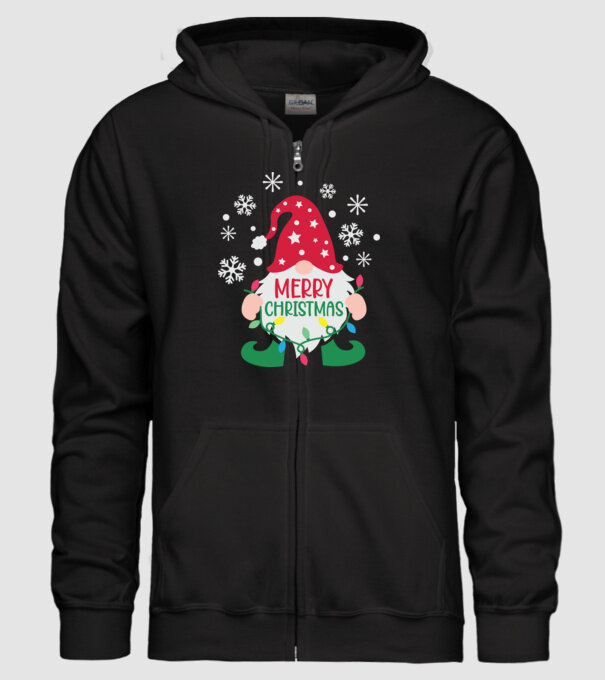 Merry christmas gnome model negru pe tricou