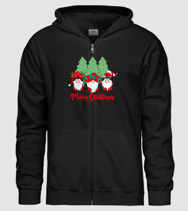 Merry christmas gnomes model negru pe tricou