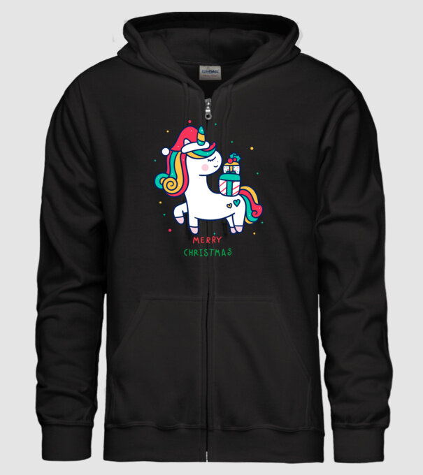 merry christmas unicorn model negru pe tricou