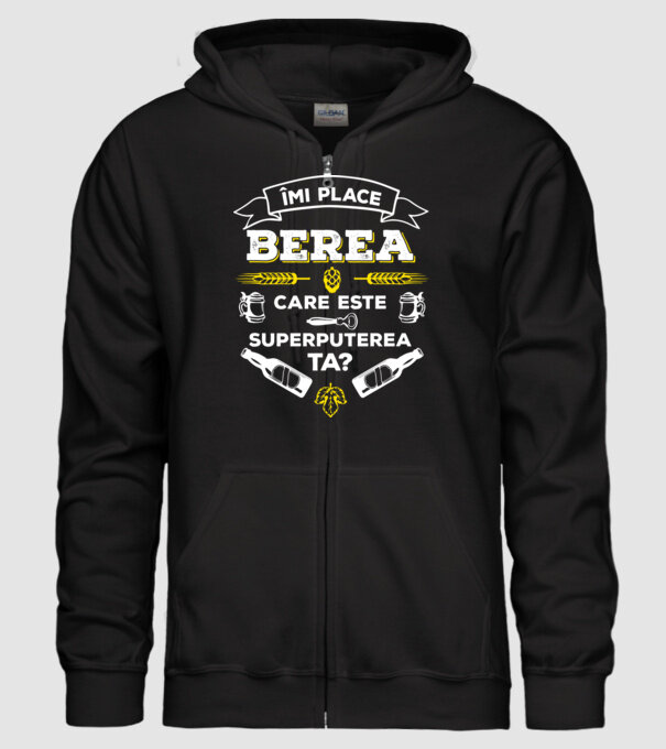 îmi place berea, care este superputerea ta? model negru pe tricou