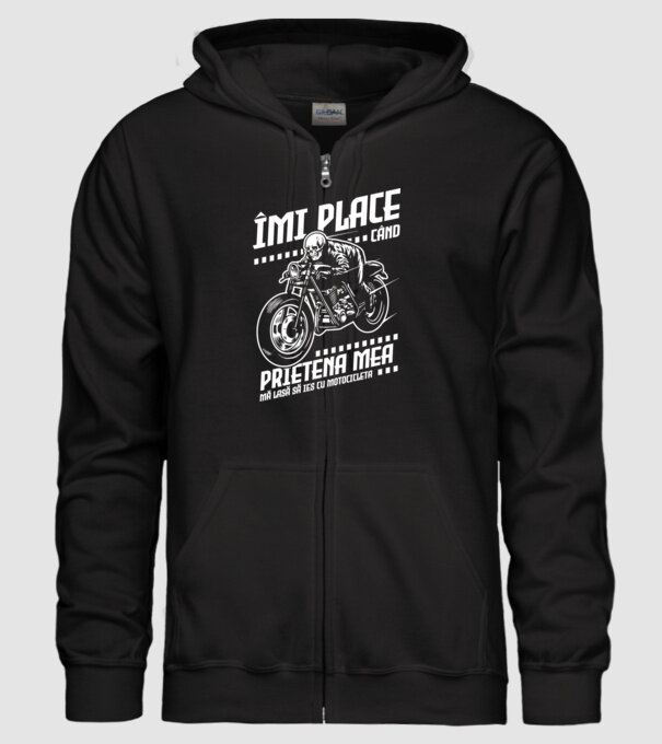 îmi place când prietena mea mă lasă să ies cu motocicleta model negru pe tricou