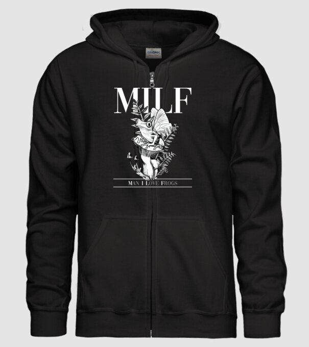 MILF man i love frogs model negru pe tricou