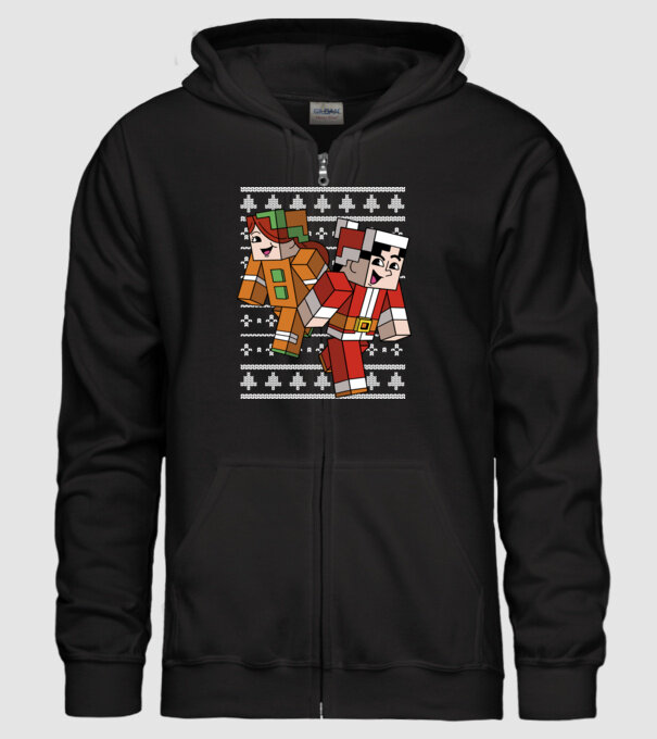 Minecraft christmas ugly sweater model negru pe tricou