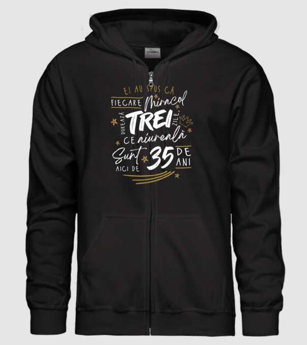 Miracol durează trei 35 de ani model negru pe tricou
