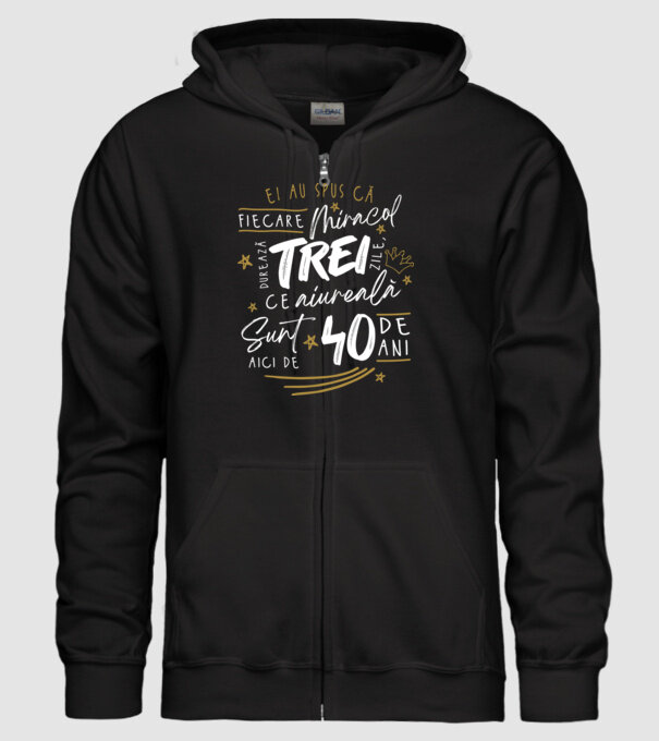 Miracol durează trei 40 de ani model negru pe tricou