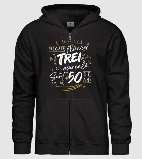 Miracol durează trei 50 de ani model negru pe tricou