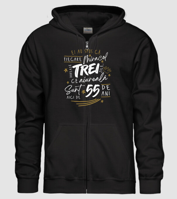 Miracol durează trei 55 de ani model negru pe tricou