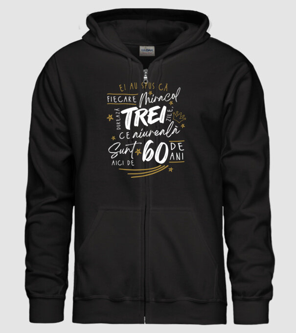 Miracol durează trei 60 de ani model negru pe tricou