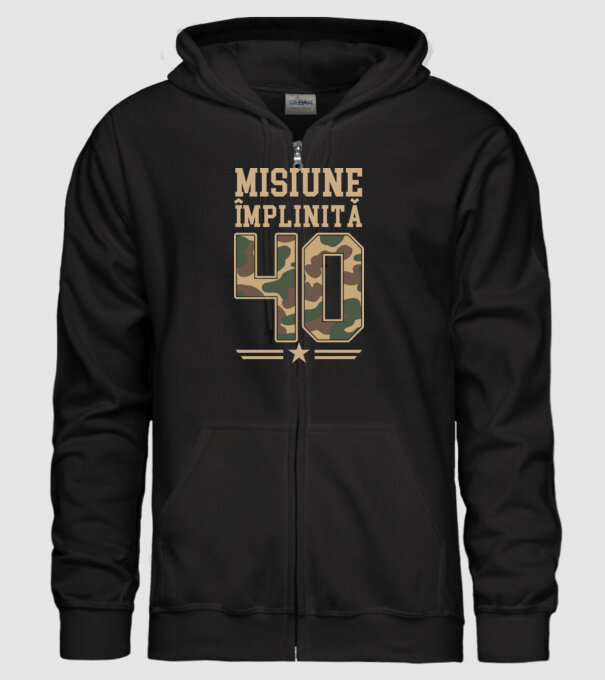Misiune împlinită 40 model negru pe tricou