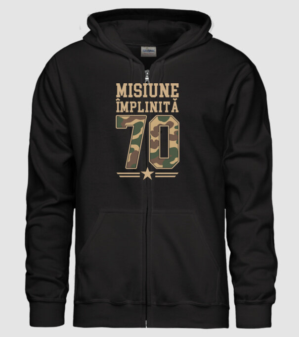 Misiune împlinită 70 model negru pe tricou